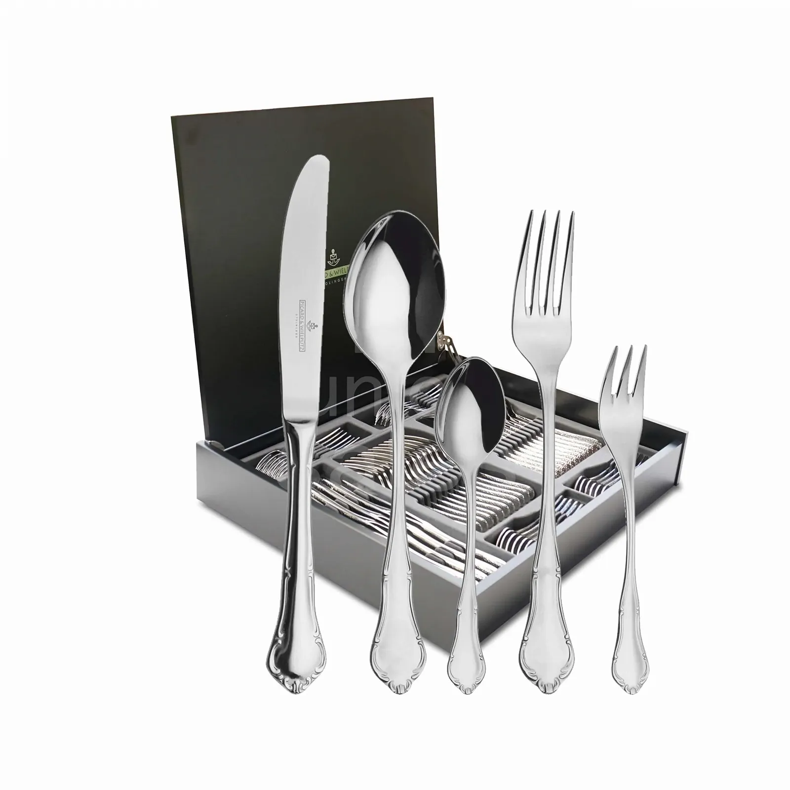 Набір столових приборів Picard & Wielpütz Palazzo 60 предметів у високоякісній чорній дерев'яній подарунковій коробці, фото №1 Набір столових приборів Picard & Wielpütz Palazzo 60 предметів у високоякісній чорній дерев'яній подарунковій коробці, фото №1