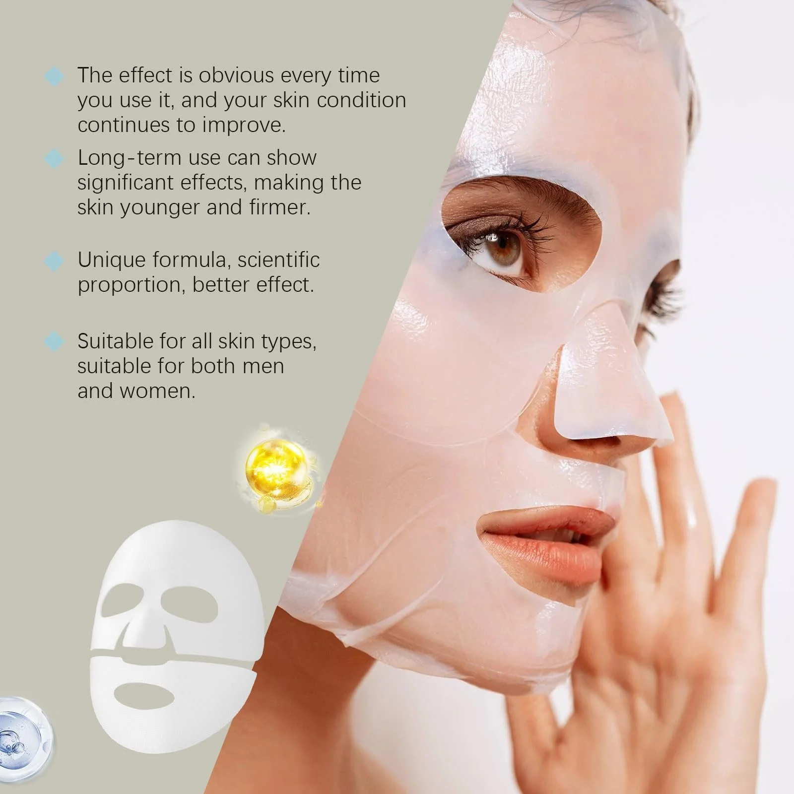 Маска Luuma Collagen, Нічна маска з колагеном, Зволожуюча нічна маска для обличчя (8 штук), фото №4