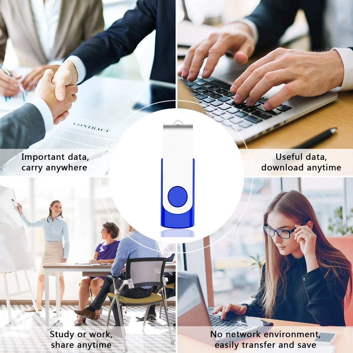 USB-накопичувач AreTop 8 ГБ USB 2.0 10 штук 360 Degree Синій, фото №8