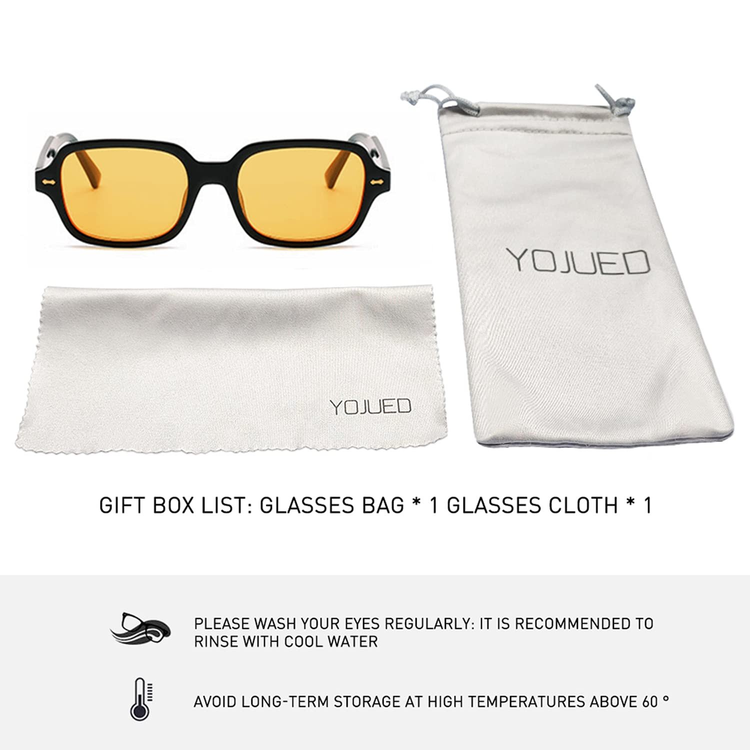 Сонцезахисні окуляри Прямокутні вінтажні YOJUED Жовті Градієнтні, фото №6