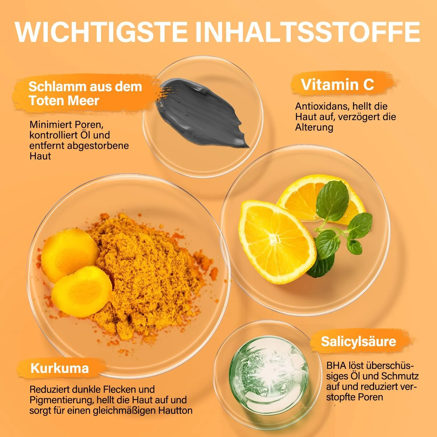 Глиняна Маска з Куркумою та Вітаміном C з Саліциловою Кислотою і Гряззю Мертвого Моря, 3 x 80 г, фото №4 Глиняна Маска з Куркумою та Вітаміном C з Саліциловою Кислотою і Гряззю Мертвого Моря, 3 x 80 г, фото №4