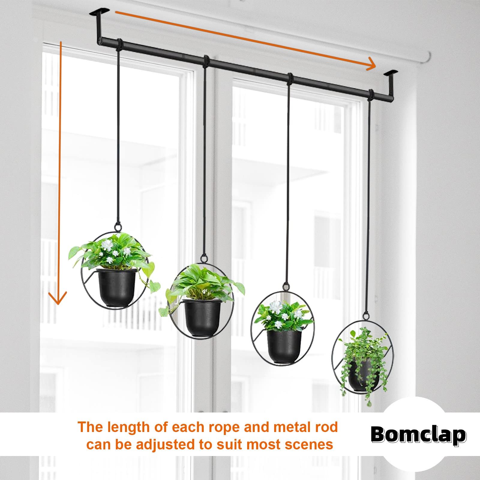 Підвісний квітковий горщик Bomclap Набір 4 шт. Круглі кошики з меламіновим горщиком Чорний, фото №2 Підвісний квітковий горщик Bomclap Набір 4 шт. Круглі кошики з меламіновим горщиком Чорний, фото №2