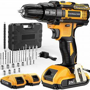 Шурупокрут JYGMPRO Cordless Screwdriver 21 V з 2 батареями 2.0 Ah 42 Нм чорно-біла - Фото 1