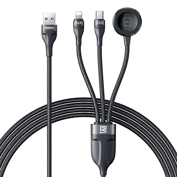 Кабель для зарядки 3в1 REMAX RC-C169 USB-A-Type-C+Lightning+Wireless Charge 1,2м Чорний, фото №5