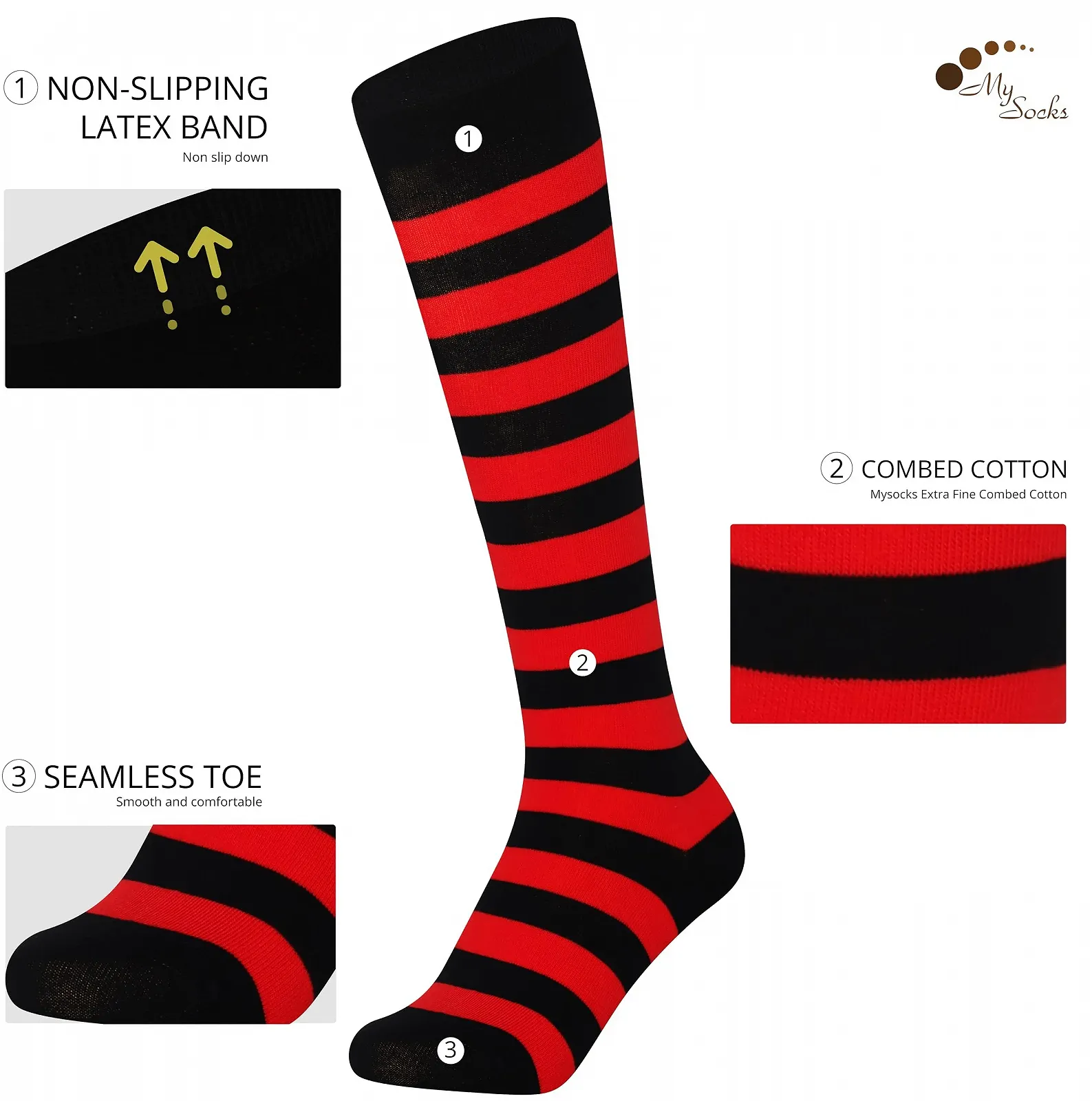 Шкарпетки до коліна Mysocks Унісекс - Довгі смугасті шкарпетки, фото №2