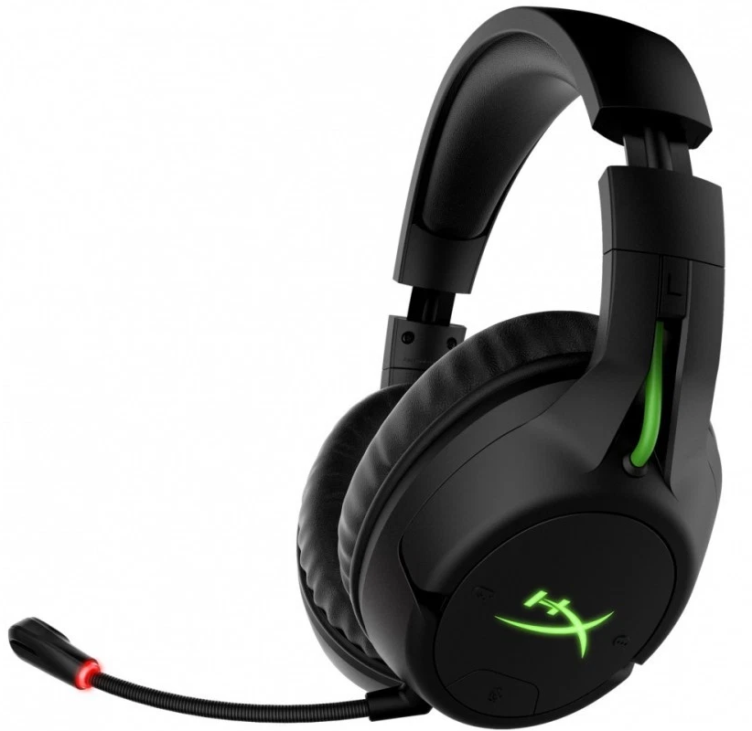 Геймерские беспроводные наушники HyperX Cloud Flight Wireless / Радиоканал / Подсветка / Черно-зеленый (196188047613), фото №4