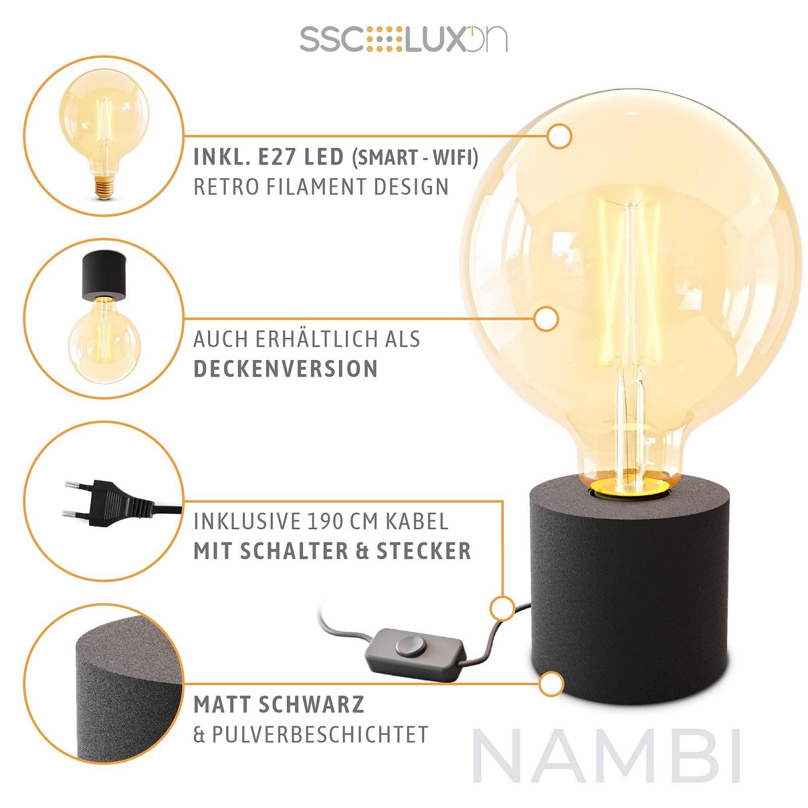 Настільна лампа SSC-LUXon NAMBI Vintage Smart WiFi E27 LED Globe чорна, фото №4