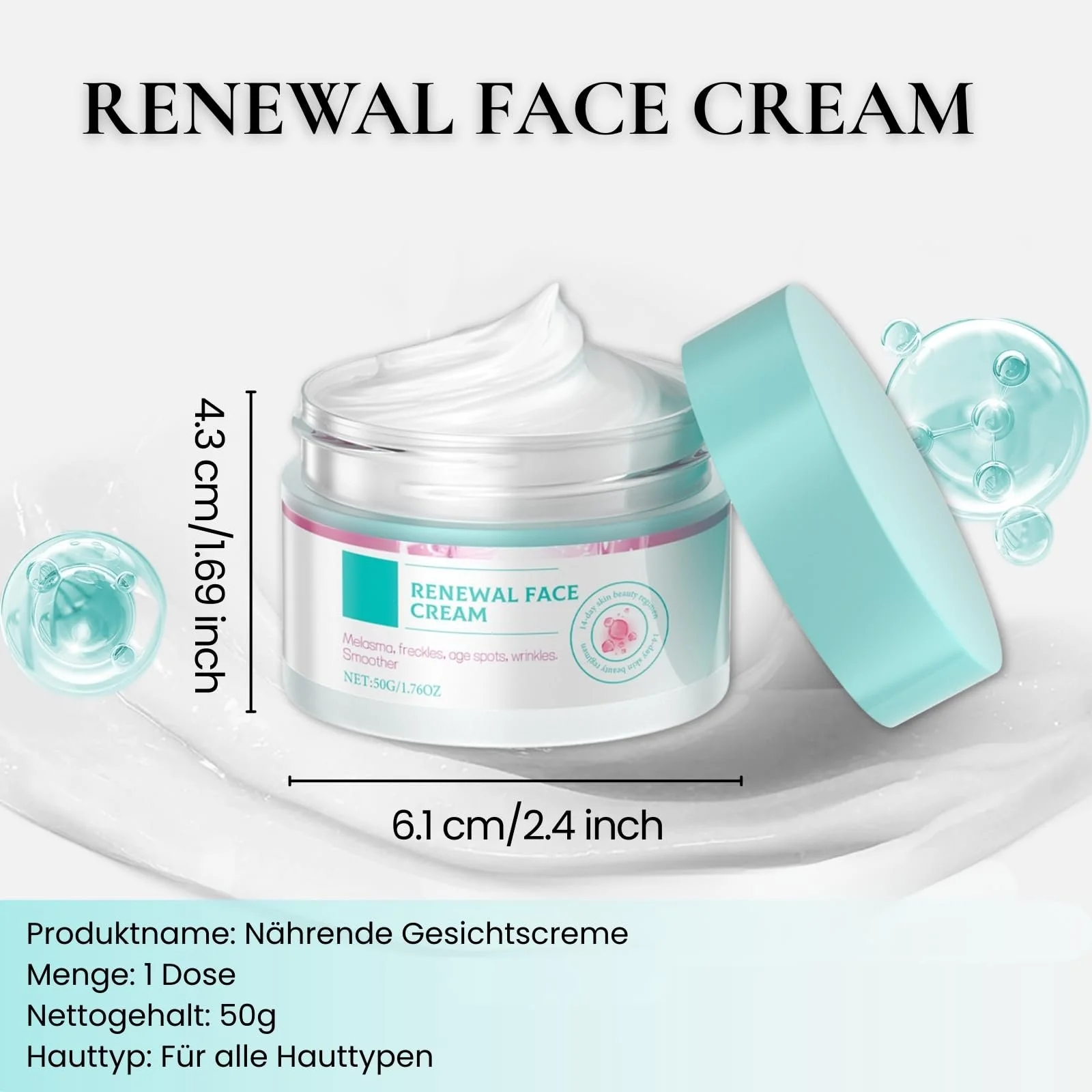 Крем для обличчя Renewal Face Cream Anti-Ageing Repairing з гіалуроном Денний та нічний, фото №7 Крем для обличчя Renewal Face Cream Anti-Ageing Repairing з гіалуроном Денний та нічний, фото №7