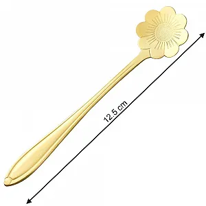 Набор из 8 кофейных ложек Flowers, маленькие чайные ложки, десертные ложки, золотые ложки для мокко, мини-ложки для супа, ложки из нержавеющей стали для мокко, кофе, чая, десертов, хлопьев, молочных коктейлей, 12,5 cm synthetic.ua - Фото 1