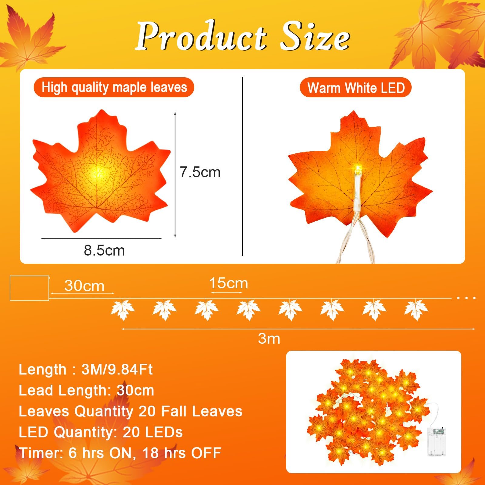 Гірлянда cshare Осіння 3 м 20 LED, фото №5