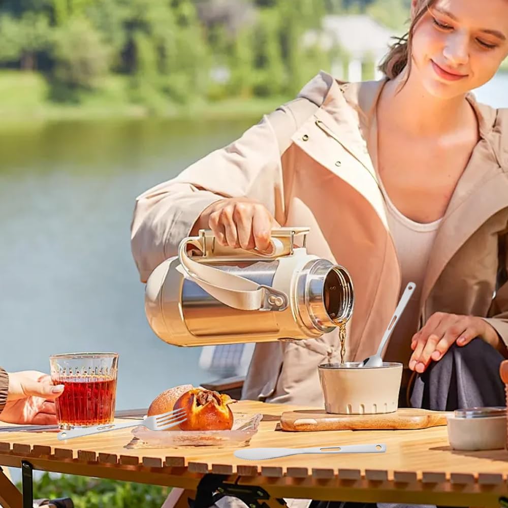 Набір столових приборів Wzhtuzi Outdoor Titanium 3-Piece для кемпінгу та подорожей з ножем, виделкою, ложкою та чохлом, фото №5