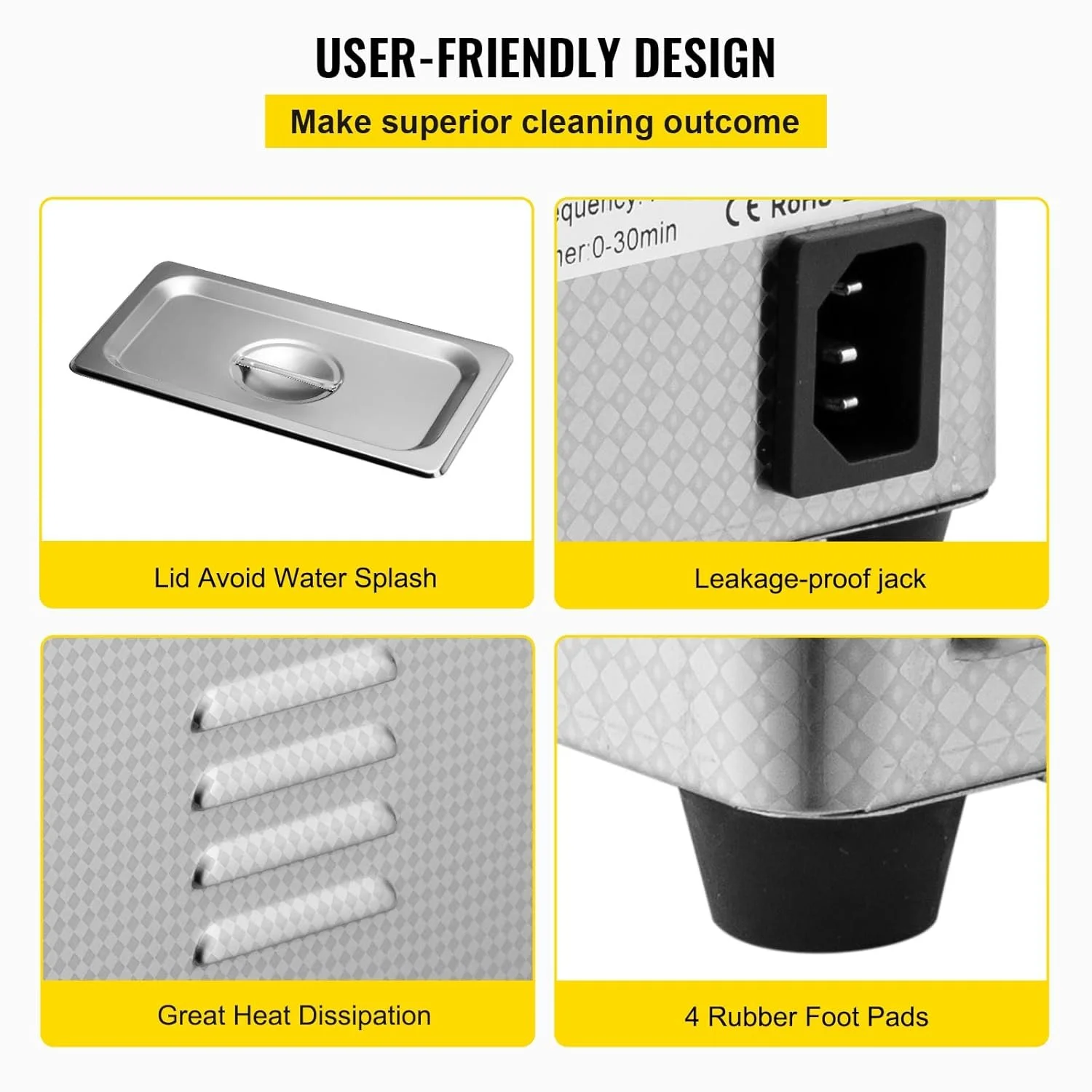 Ультразвуковой очиститель Vevor Ultrasonic Cleaner 008 Silver, фото №7 Ультразвуковой очиститель Vevor Ultrasonic Cleaner 008 Silver, фото №7