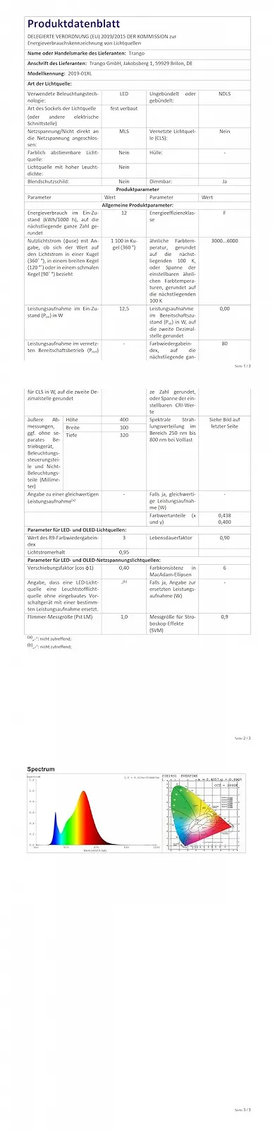Настільна лампа Trango Moonlight 2019-01XL Dimmable LED напівкругла 1x 12 Вт 3000 К Матовий нікель, фото №8