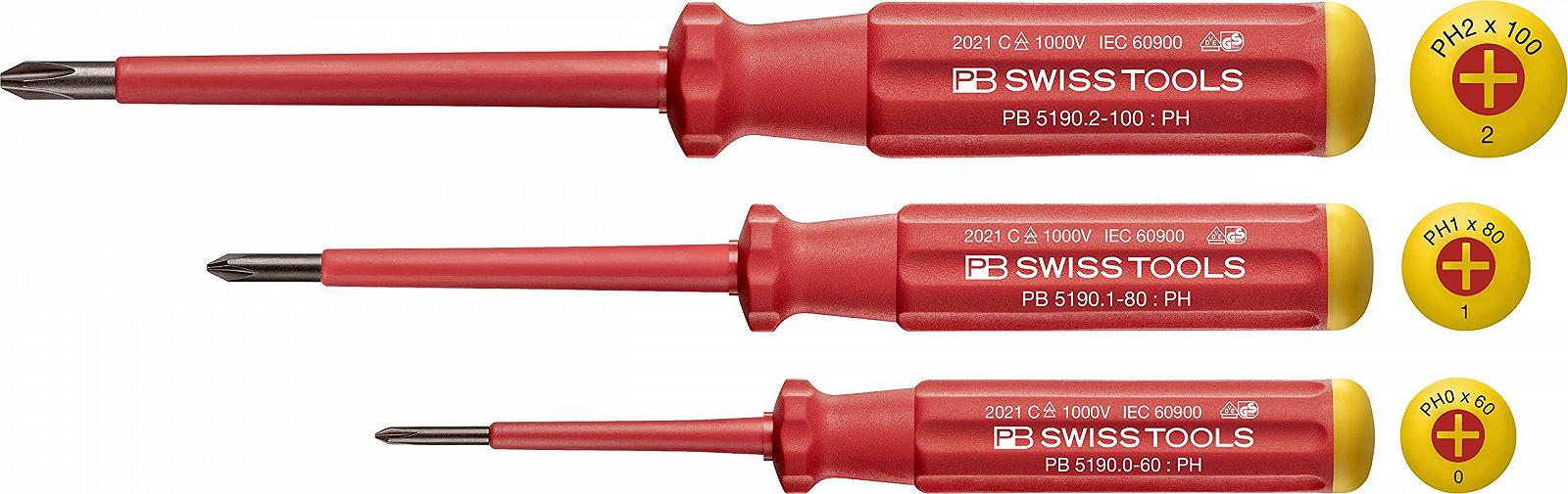 Набор отверток VDE PB Swiss Tools PB 5548 3 предмета PH0/PH1/PH2 красный, фото №1 Набор отверток VDE PB Swiss Tools PB 5548 3 предмета PH0/PH1/PH2 красный, фото №1