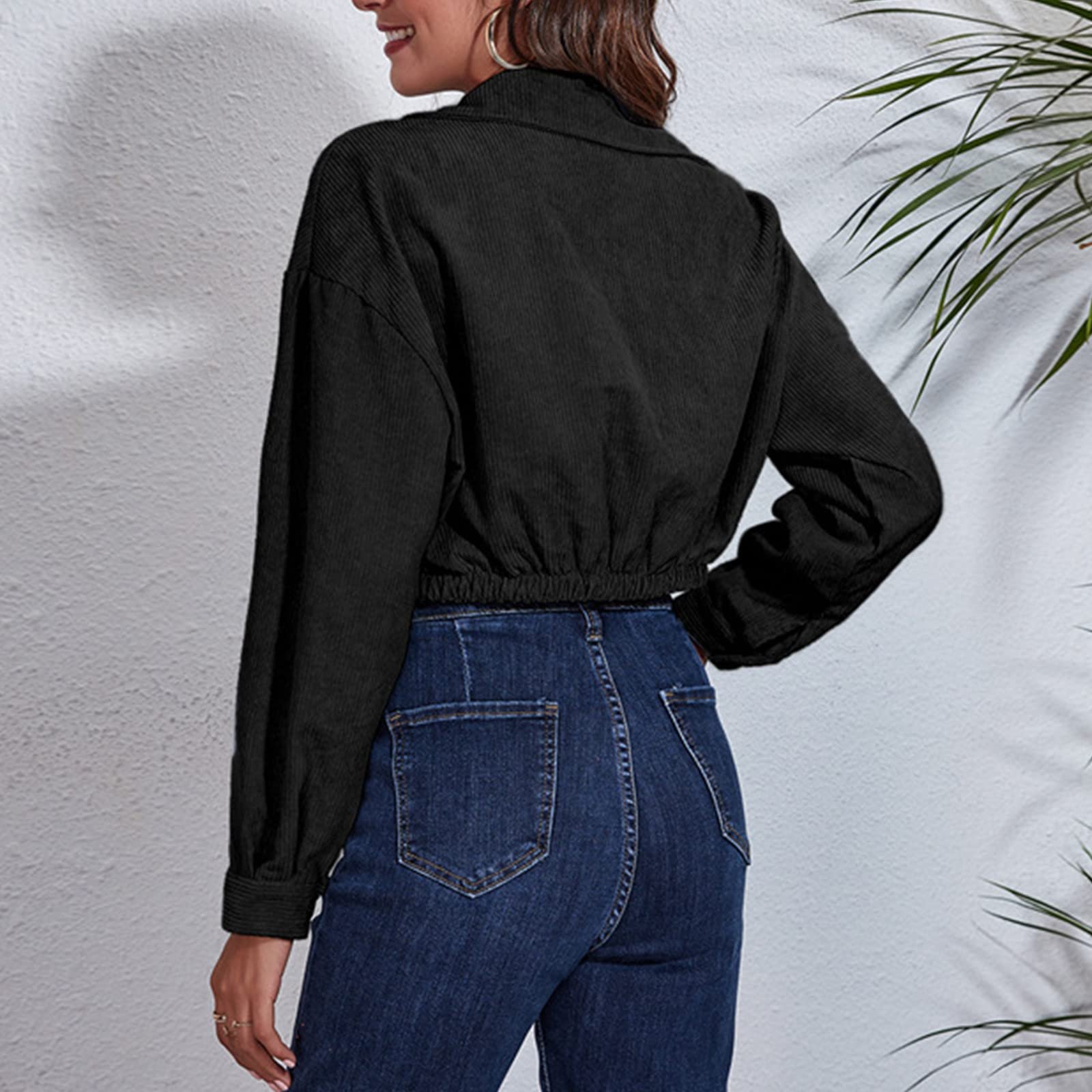 Женская вельветовая куртка Короткая Винтажный стиль, фото №4