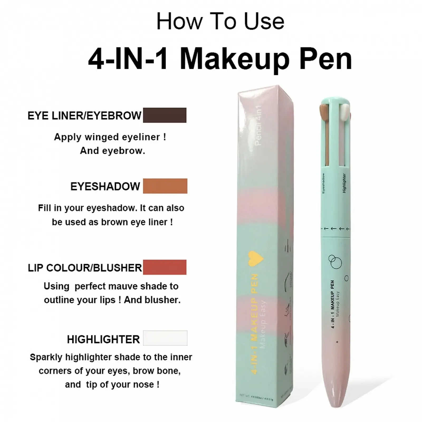 Карандаш для макияжа 4 в 1 Многофункциональный, фото №6