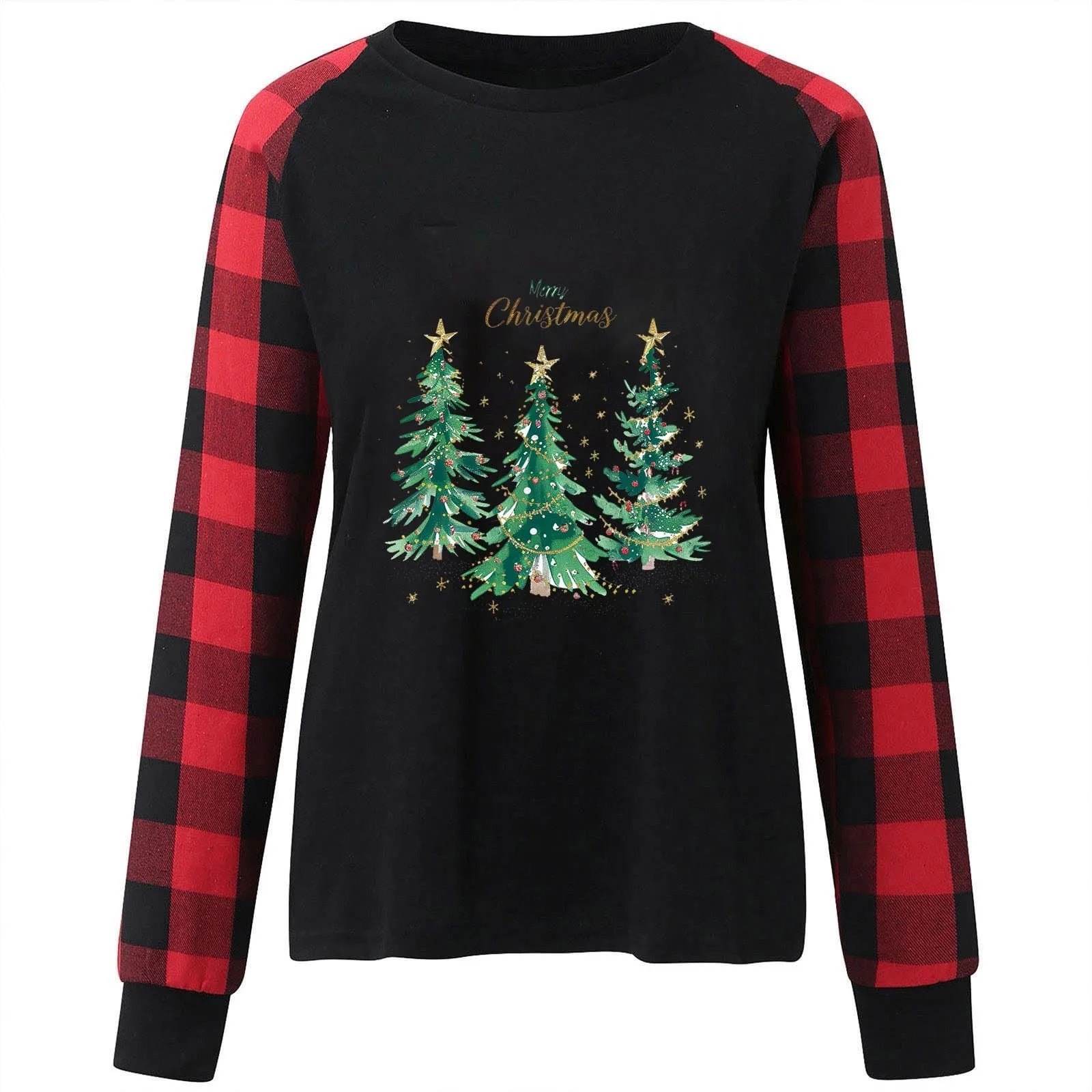 Рождественский Свитшот HAOLEI, Элегантный, Шикарный Пуловер, Мягкий, Удобный, Рождественский Джемпер, Уродливый, Оригинальный, Рождественский Принт, Круглый Вырез Горловины, Клетчатый, Длинный Рукав, Свободный Топ, фото №3