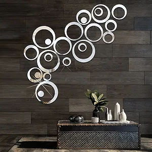 Наклейки на стіну Crystal Circle 3D Акрилові дзеркальні круги 24 шт. Сріблясті - Фото 1