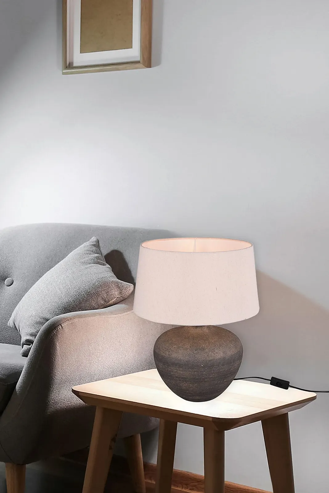 Настільна лампа Luise Кераміка Тканинний плафон Бежевий E27 46 см, фото №3