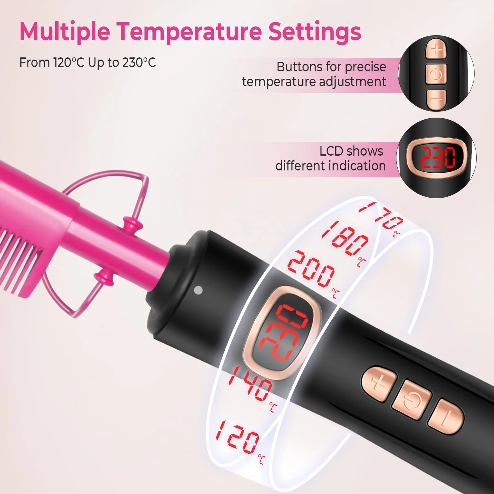 Терморасческа для париков и бород LCD 120-220 °C керамическое покрытие 110-240 В 30 с, фото №4 Терморасческа для париков и бород LCD 120-220 °C керамическое покрытие 110-240 В 30 с, фото №4