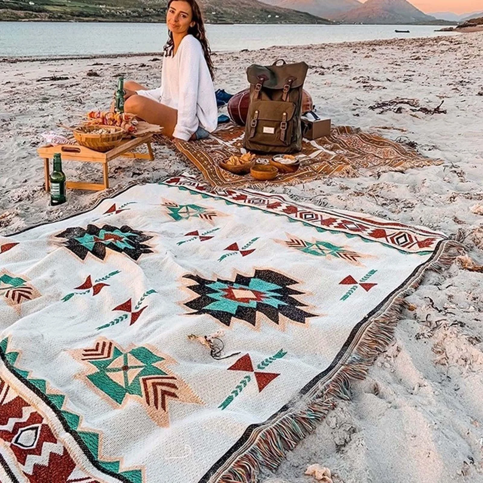 Покривало на диван Boho з китицями двостороннє, 90 x 150 см, фото №6