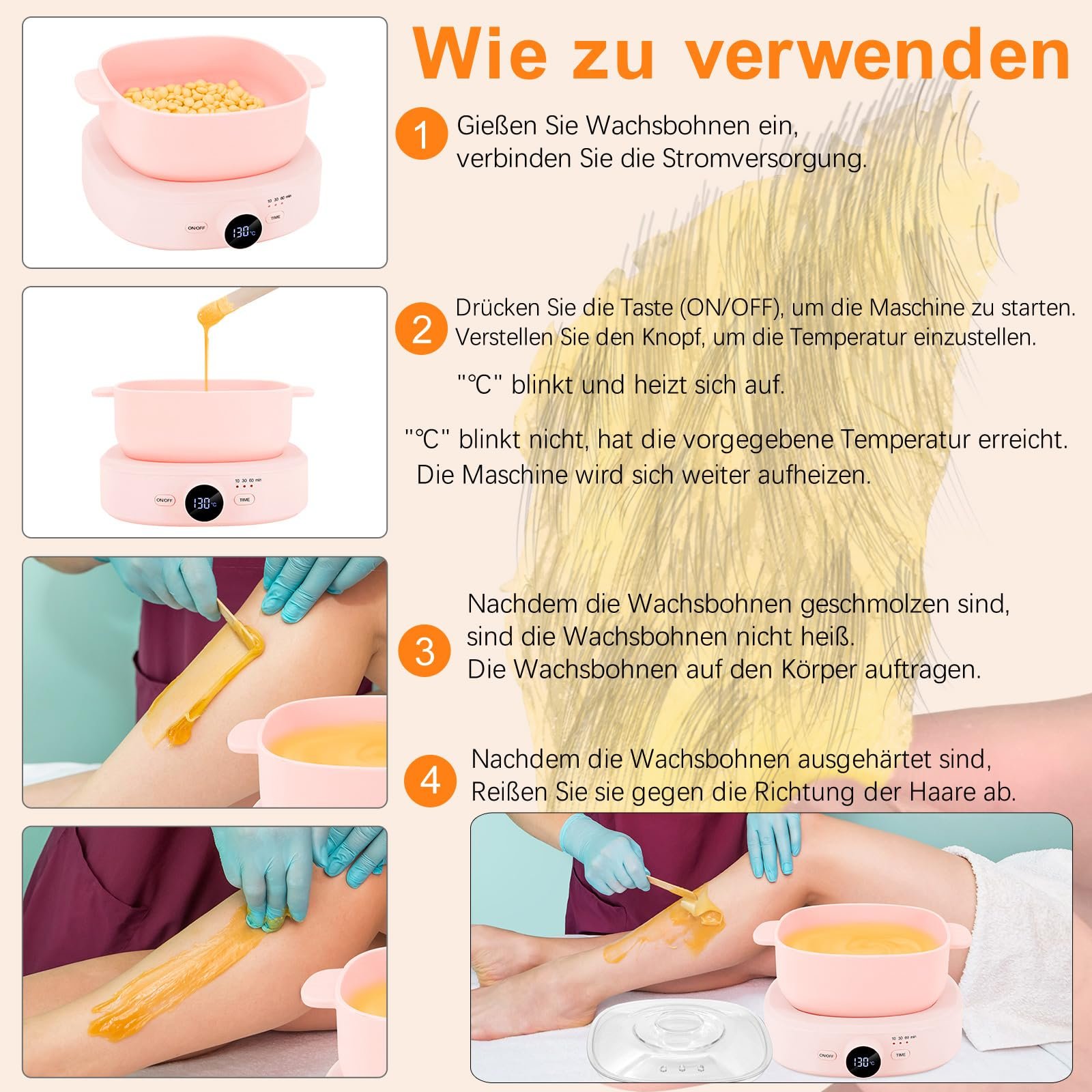 Воскоплав электрический Professional Electric Wax Heater с регулировкой температуры и таймером Pink, фото №9