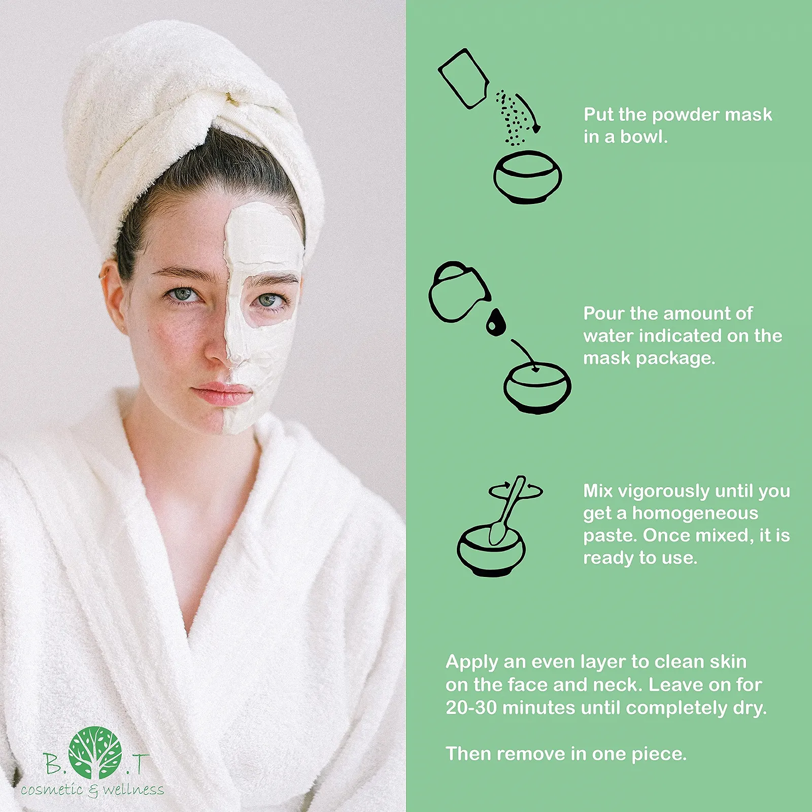 Маска-пленка B.O.T Cosmetic & Wellness Translucent Anti-Pollution Альгинат & Красные водоросли Антиоксидантная, детоксифицирующая, осветляющая, антивозрастная, увлажняющая, 200 г, фото №4