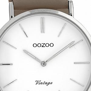 Женские часы Oozoo Vintage C20076, 40 мм, белые/серо-коричневые synthetic.ua - Фото 1