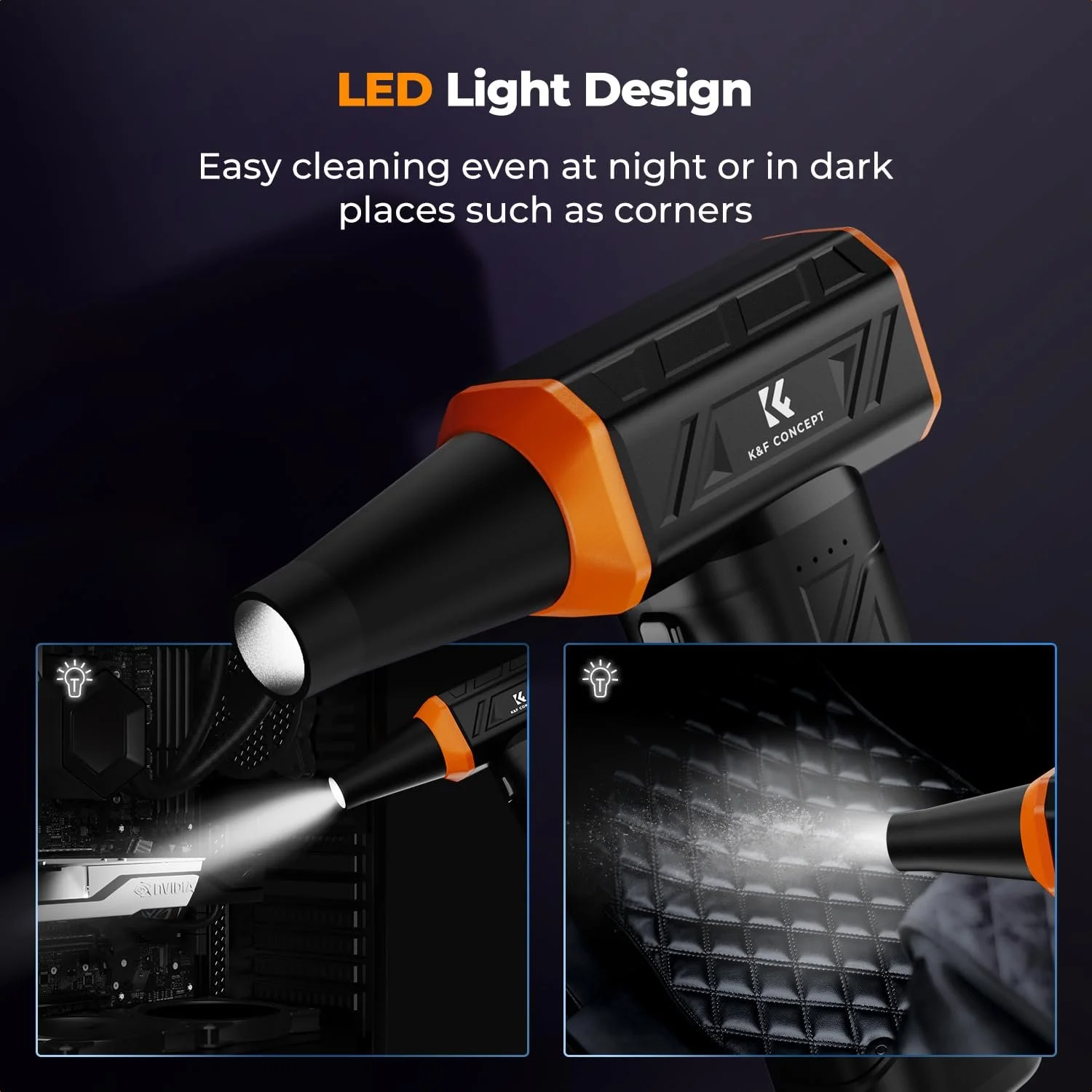 Очиститель сжатым воздухом K&F Concept 8000 mAh 150000 RPM LED подсветка, фото №5 Очиститель сжатым воздухом K&F Concept 8000 mAh 150000 RPM LED подсветка, фото №5