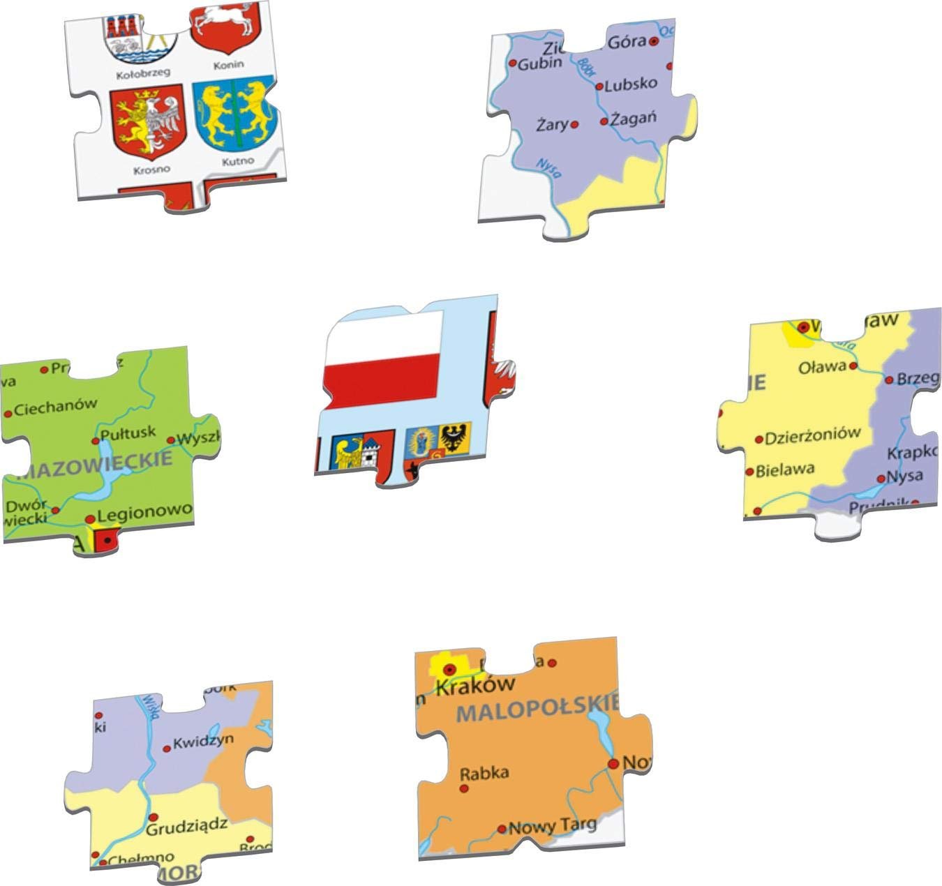 Пазл Larsen K97 Політична карта Польщі (Польське видання) 70 деталей з рамкою, фото №3