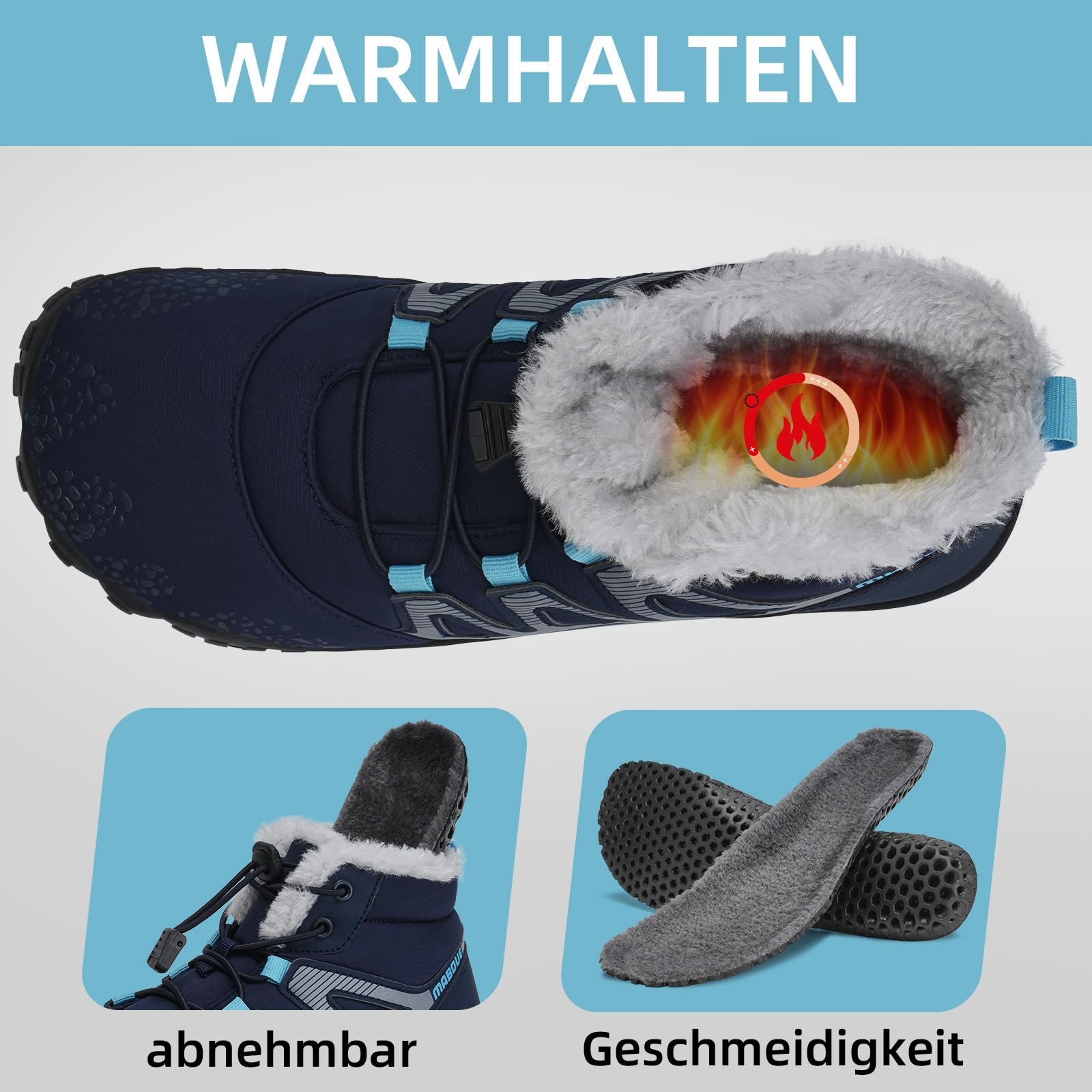 Черевики Mabove зимові для бігу по пересіченій місцевості чоловічі та утеплені, фото №4 Черевики Mabove зимові для бігу по пересіченій місцевості чоловічі та утеплені, фото №4