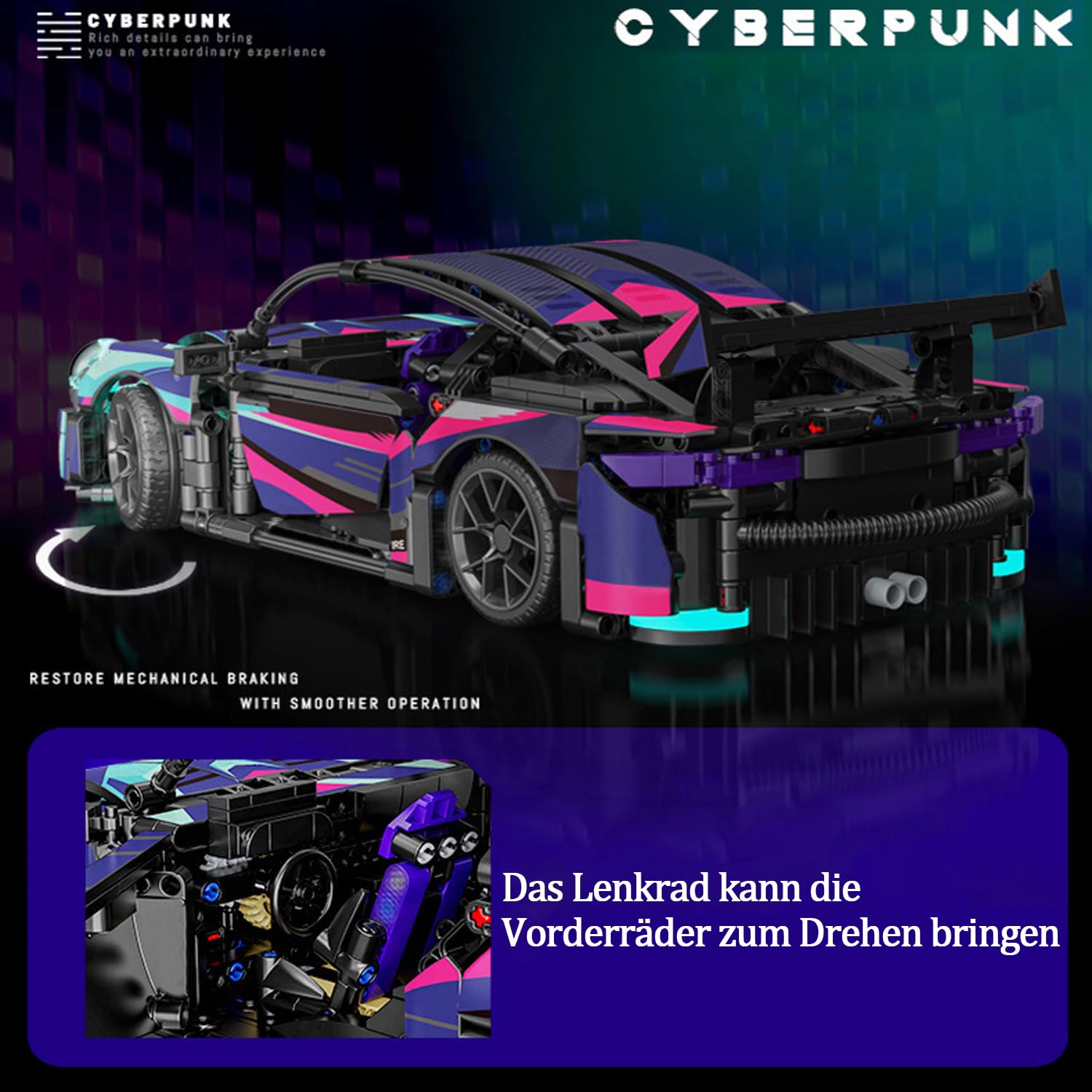 Конструктор Super Sports Car 1116 шт. Гоночний автомобіль 1:14 Технологія, фото №4