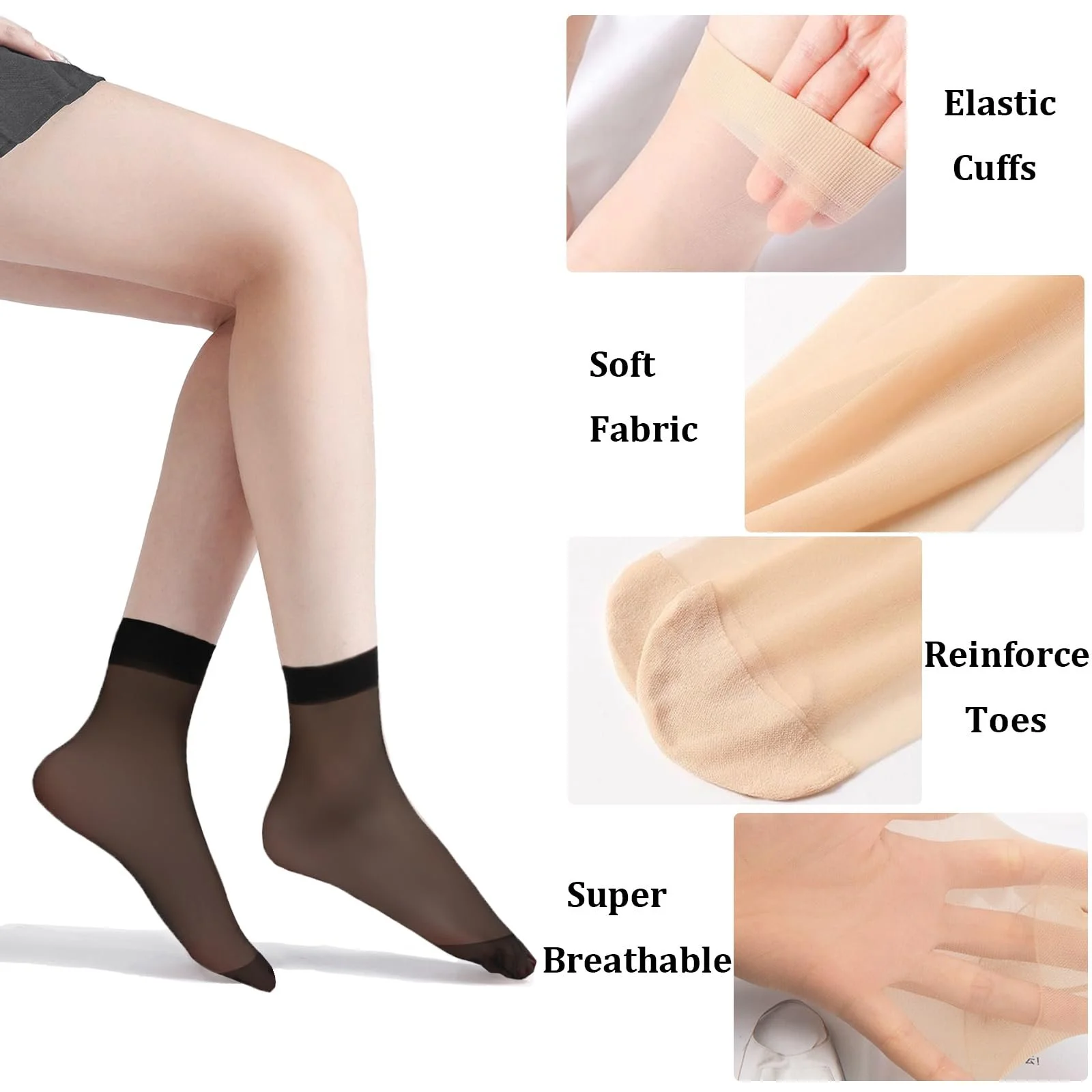 16 пар Жіночі прозорі шкарпетки до щиколотки, фото №3 16 пар Жіночі прозорі шкарпетки до щиколотки, фото №3