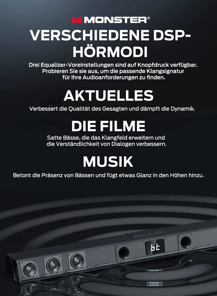 Саундбар Monster SB100 Surround Sound Компактний Чорний, фото №4