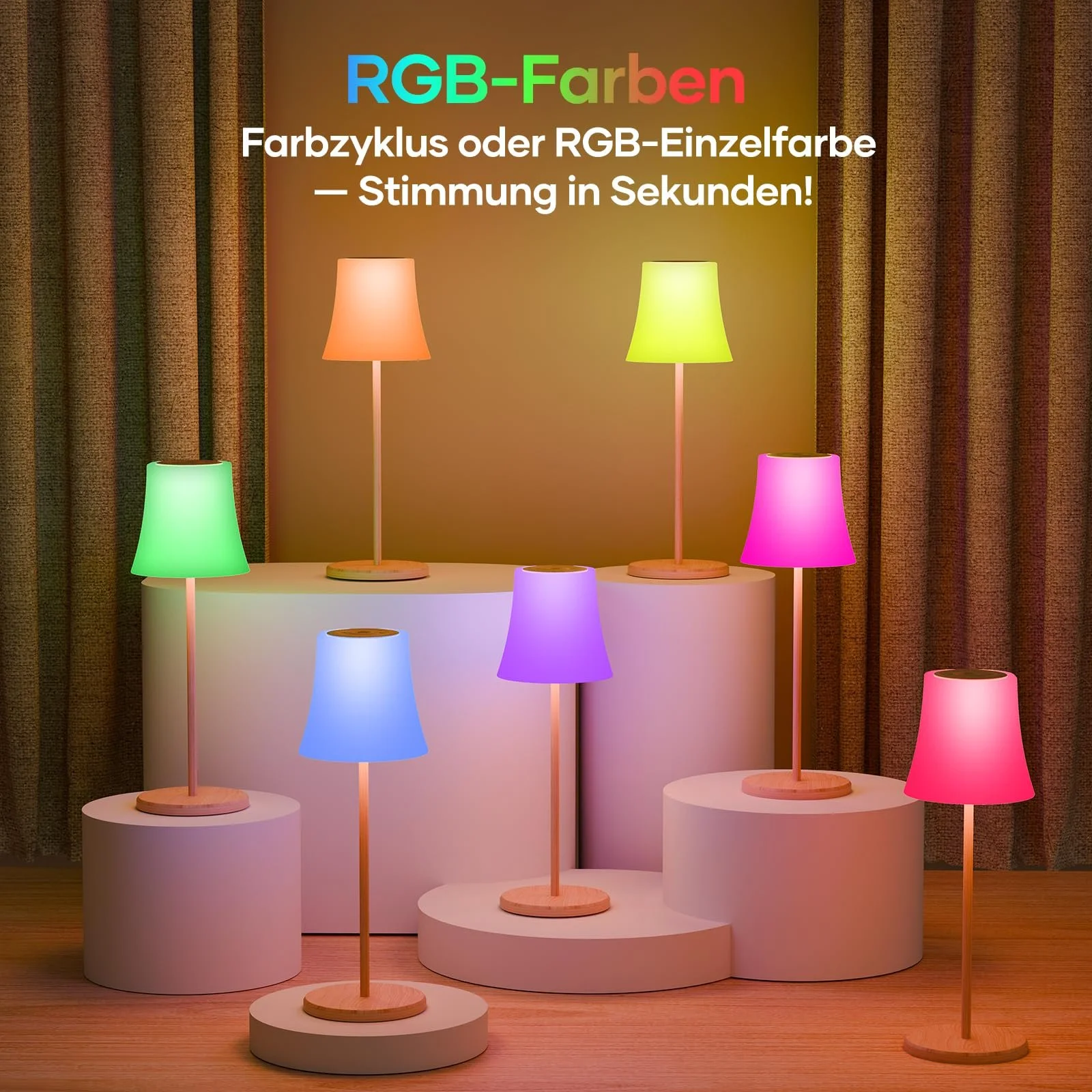 Настільна лампа LED Suright Wireless RGB Dimmable Touch IP54, фото №2