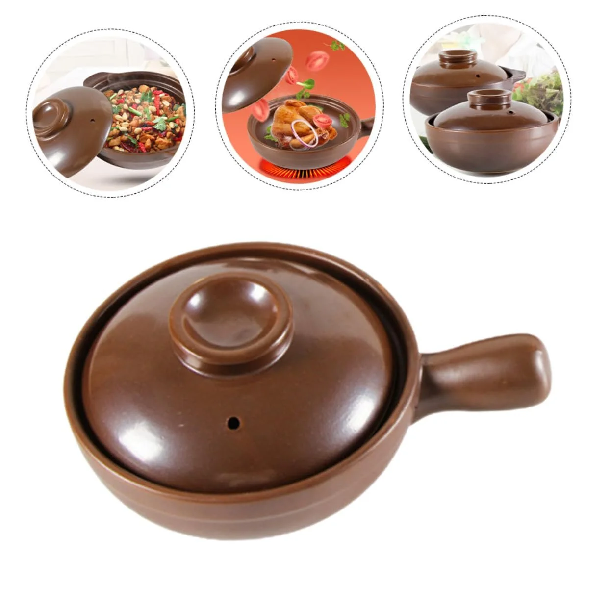 Кастрюля керамическая SOIMISS из литиевой керамики с крышкой для тушения, фото №8