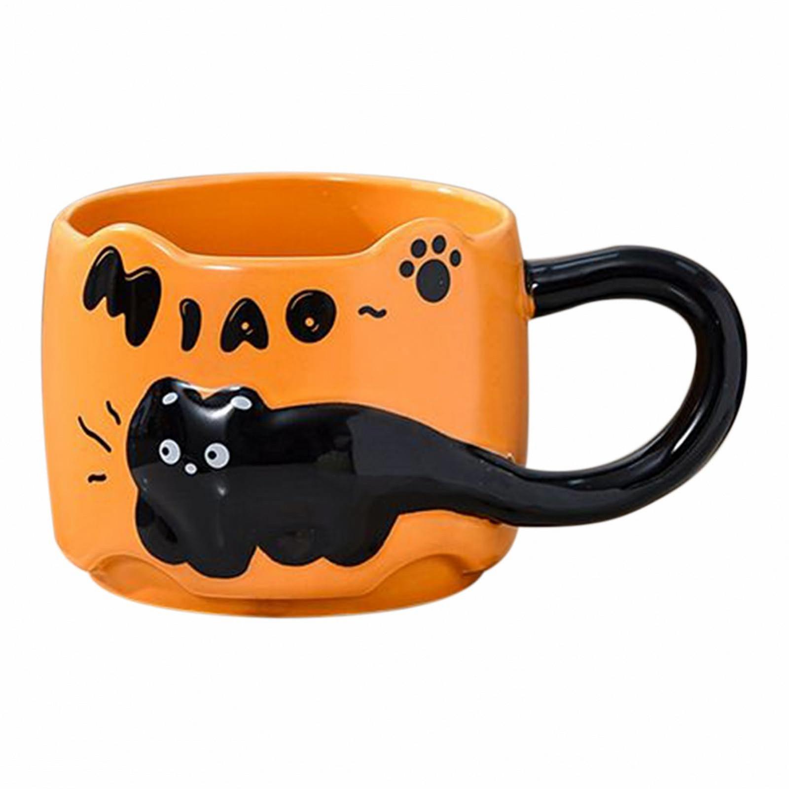 Кружка Кошачья, штабелируемая кружка для латте для горячих напитков - Забавные декоративные керамические чайные чашки с мультяшными котами для женщин, девочек, детей, фото №1