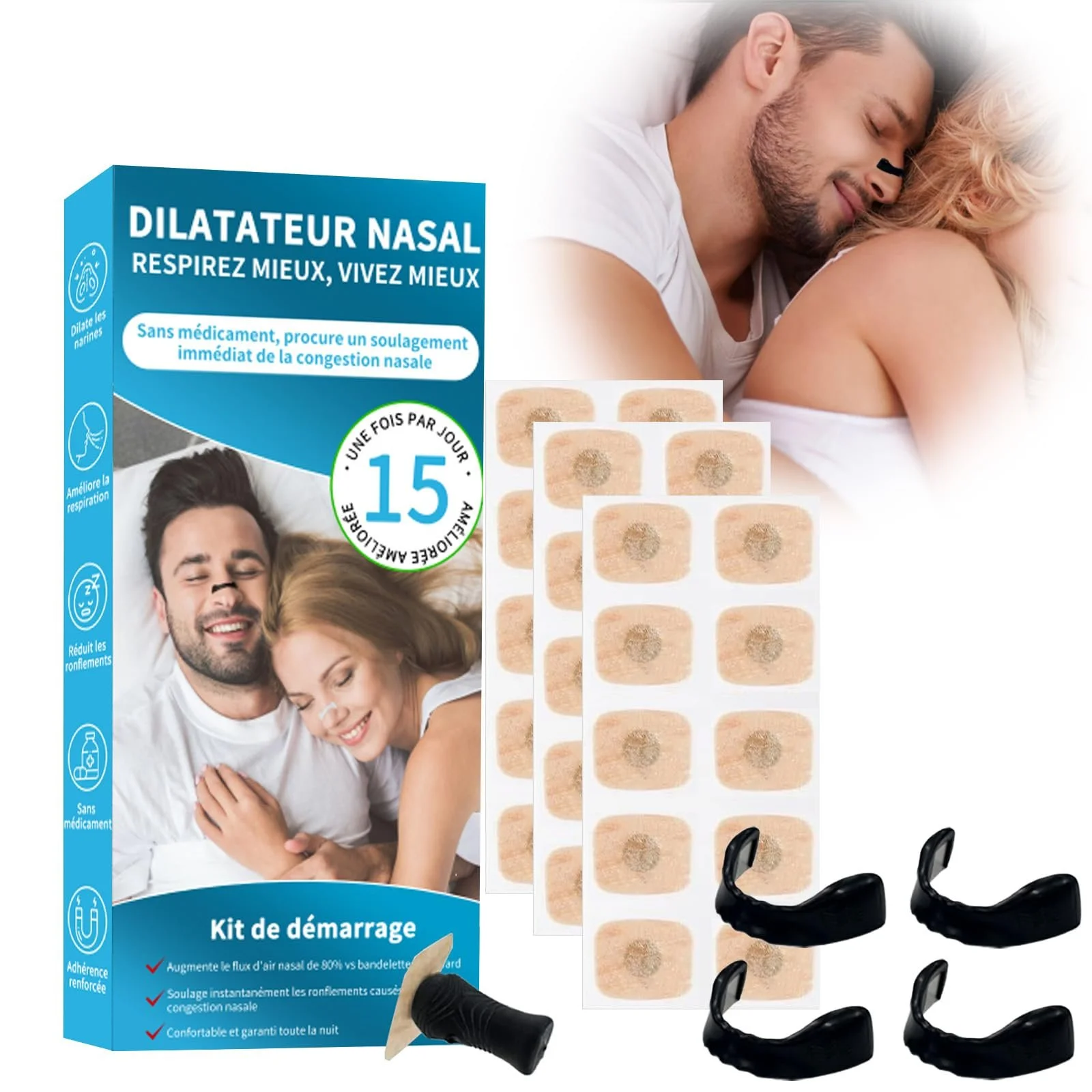 Магнітні назальні пластирі проти хропіння Gymside Airbreeze Pro 2.0 Original, фото №1