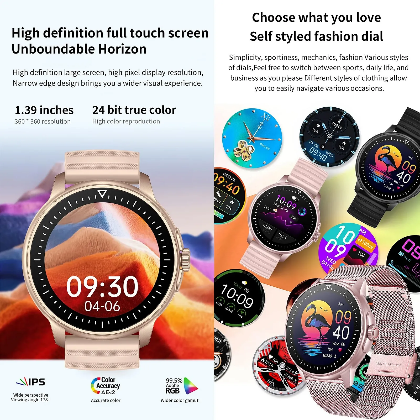 Жіночий Смартгодинник з функцією телефона, 1.39-дюймовий сенсорний екран IP68, водонепроникний, фото №3