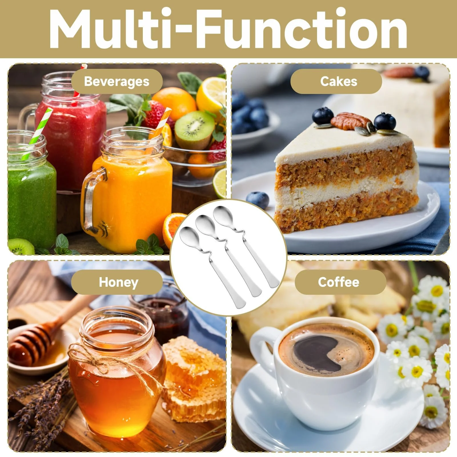 Ложка для латте макиато, Ложка для меда, Набор из 10 ложек из нержавеющей стали с завитком, Ложка для джема для подвешивания, Идеально подходит для кофе, десертов и подарков, 12 x 2 cm, фото №7