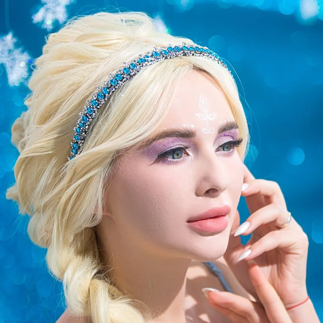 Обруч для волосся зі стразами Glitter Blue Crystal Тонкий, фото №5