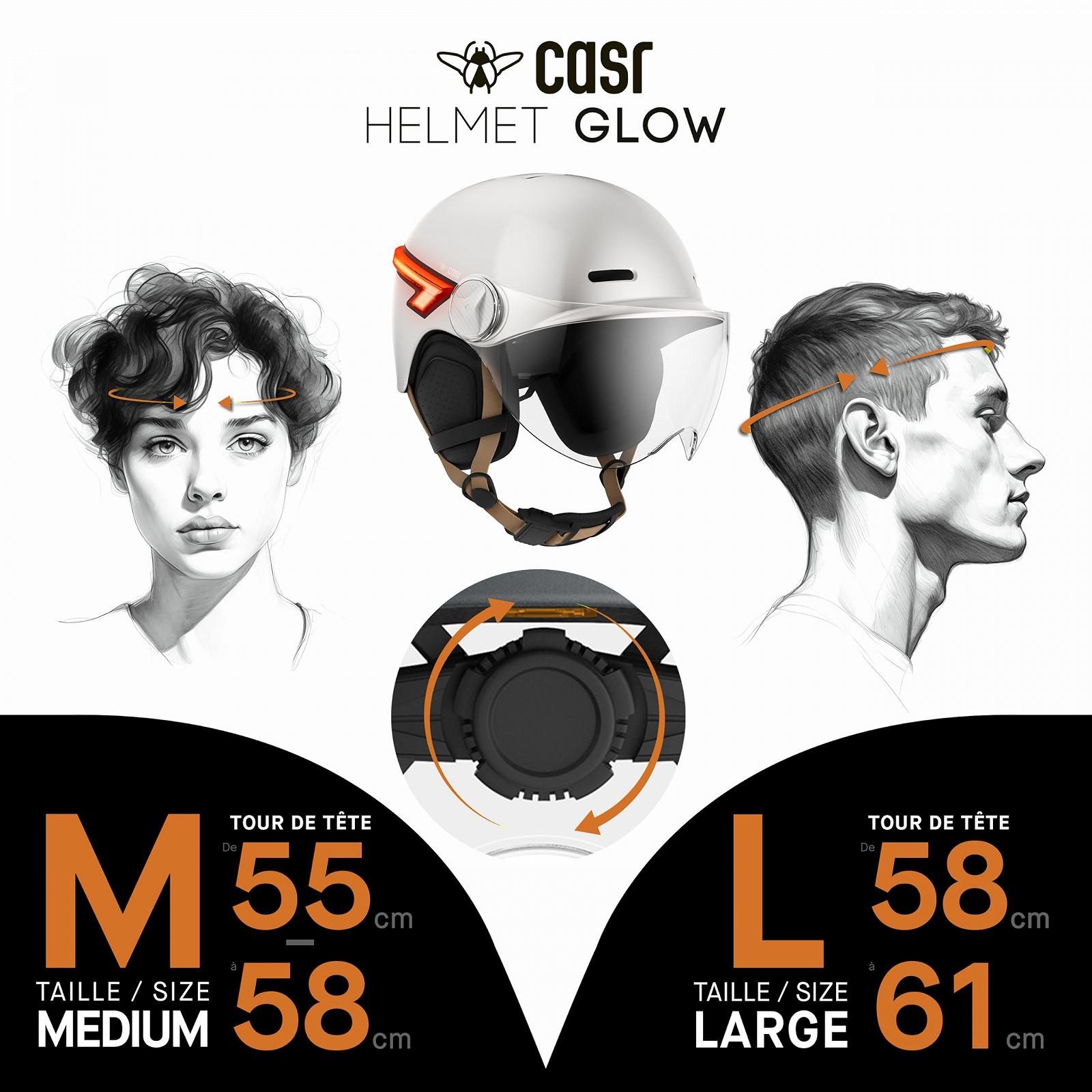 Шолом LED CASR Glow Visier XL, знімні навушники, задні мигалки, пульт, фото №6