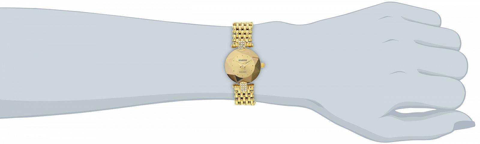 Жіночий годинник Quartz Jowissa Facet Strass Золотий циферблат Золотий браслет з нержавіючої сталі J5.010.S, фото №2