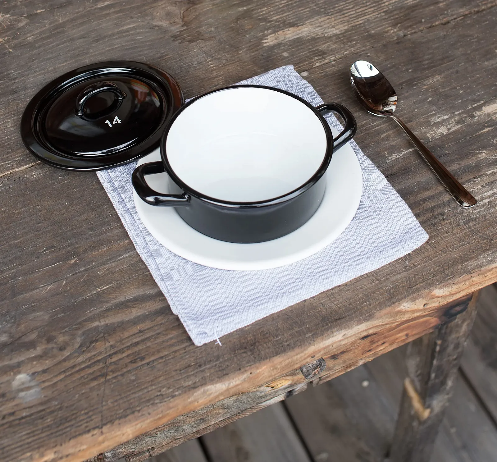 Форма для запікання Riess Dwarf 0237-017 емальована 14 см 0.75 л чорна індукційна, фото №4