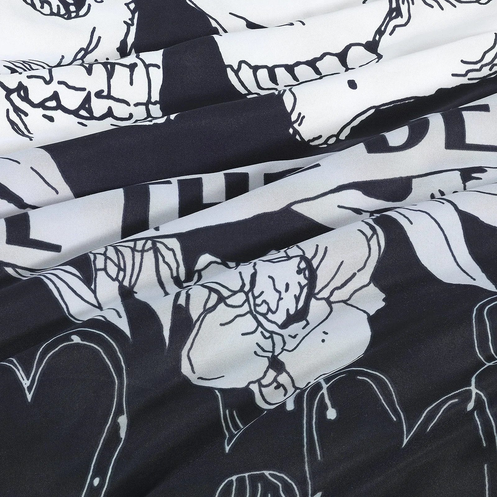 Комплект постільної білизни з мікрофібри BaSaTex для пар двосторонній мотив 4 предмети 2 x 135 x 200 см + 2 x 80 x 80 см Till The Death Dark, фото №4