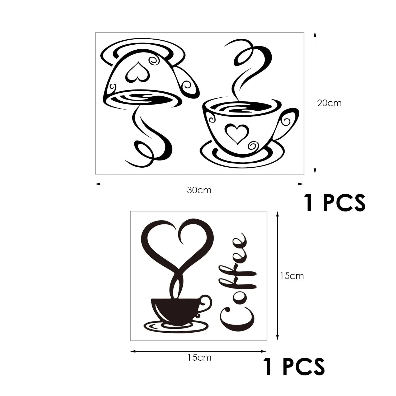 Наклейки на стіну 2 аркуші Кава Чорний, фото №2 Наклейки на стіну 2 аркуші Кава Чорний, фото №2