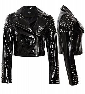 Куртка Biker Женская SS7 из искусственной лакированной виниловой кожи с заклепками synthetic.ua - Фото 1