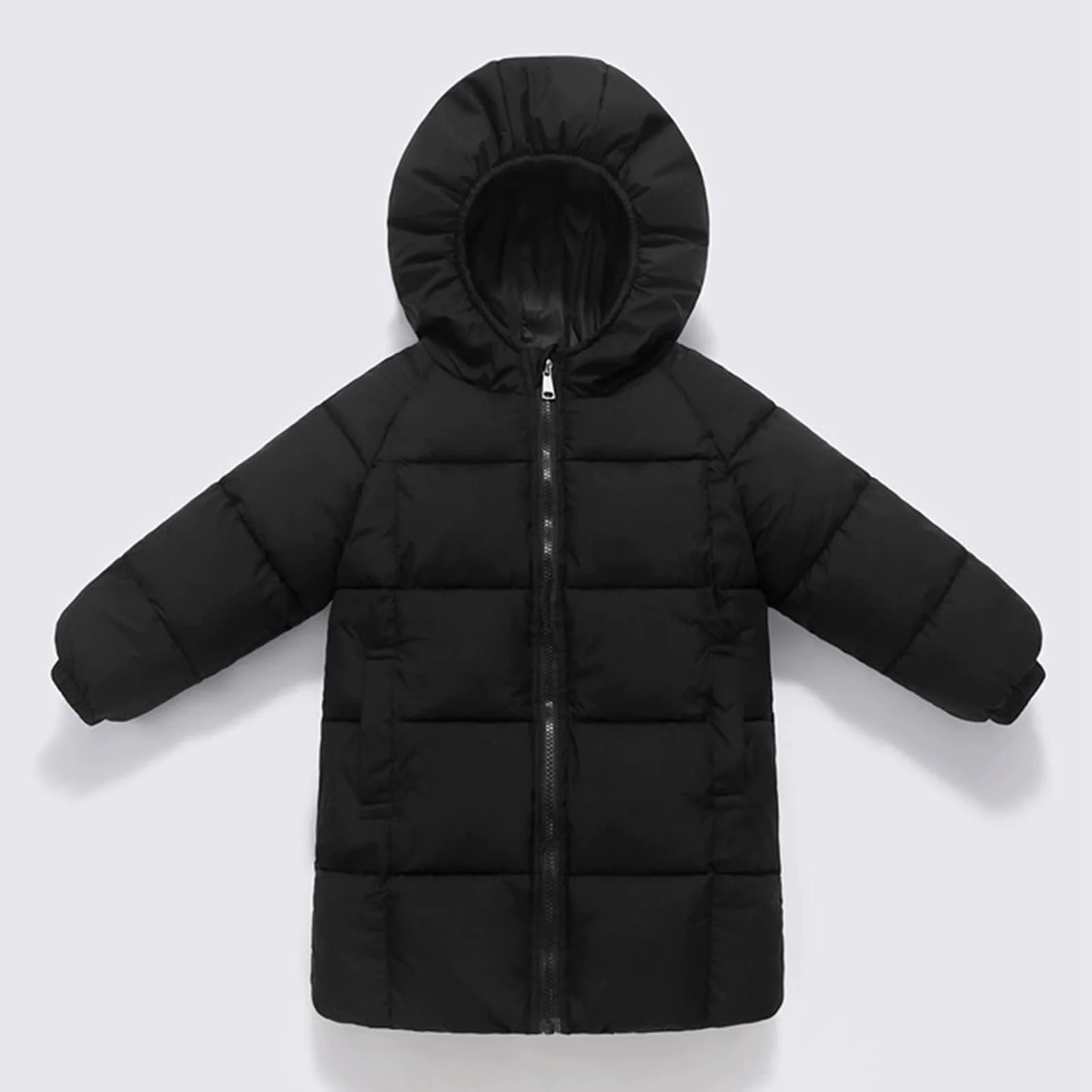 Длинное пальто пуховое ветрозащитное теплое зимнее для холодной погоды для активного отдыха на улице как теплая верхняя одежда для малышей, фото №3