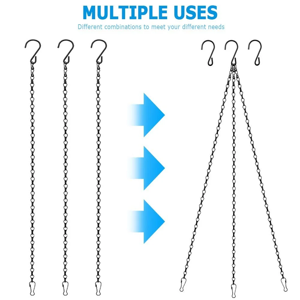 Металлические цепи для подвешивания 16 шт с зажимами и S-образными крючками черные, фото №5
