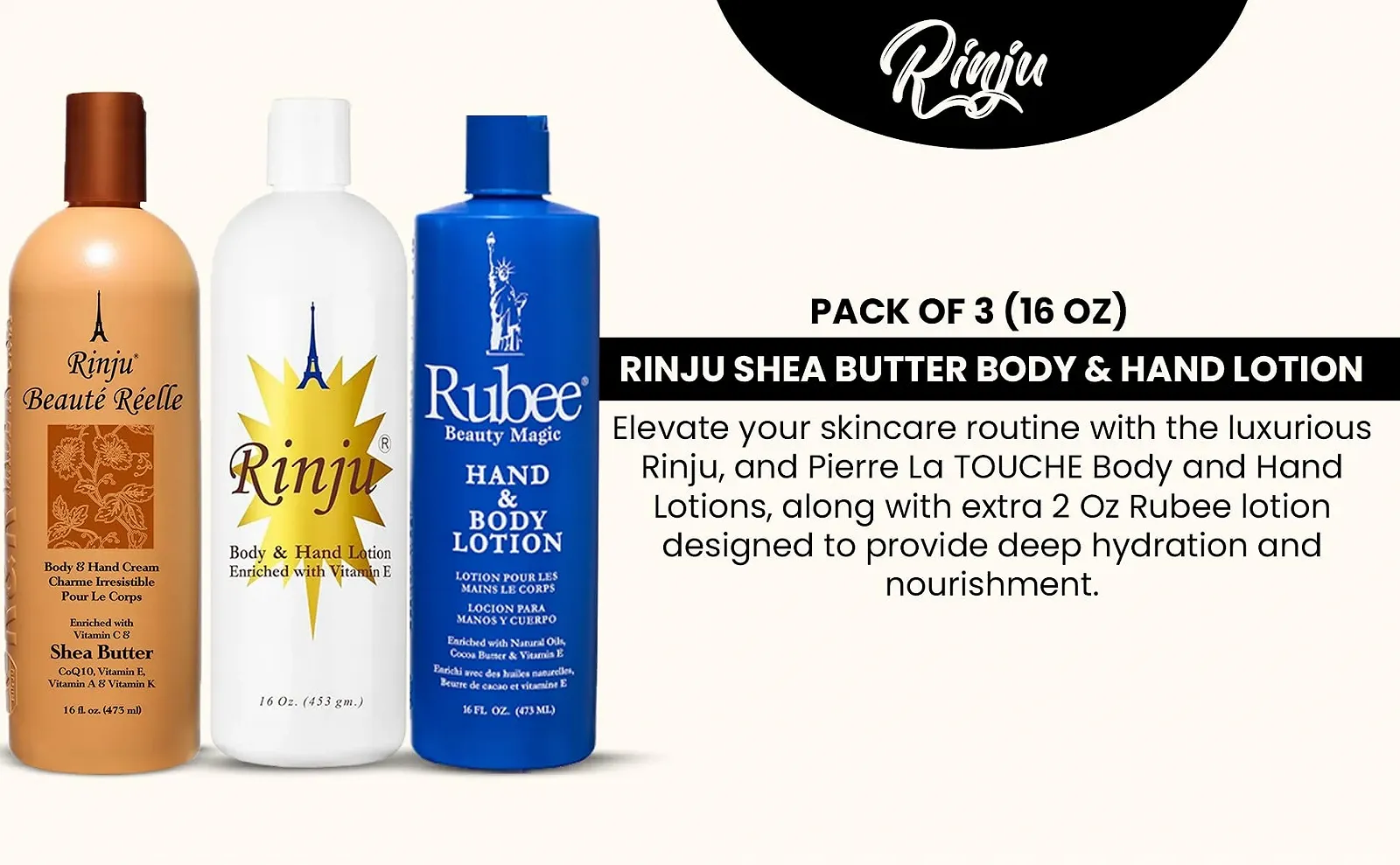 Лосьйон для тіла та рук Rinju & Beaute Reele & Rubee Beauty Magic 16 унцій (набір), фото №2